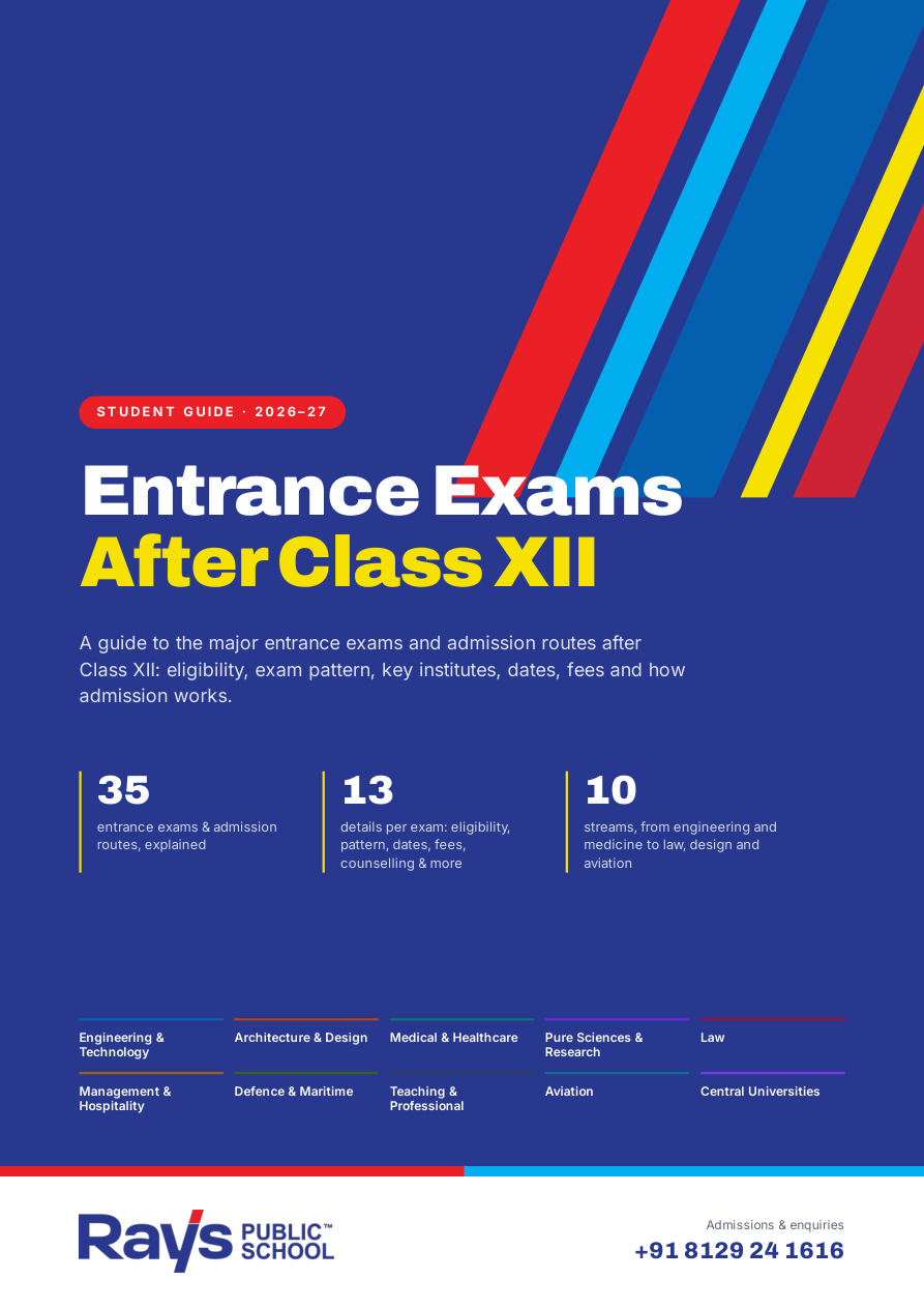 Cover of the Rays Entrance Exams After Class XII guide, 2026–27 edition